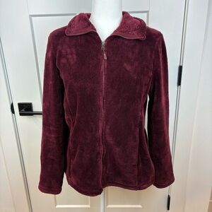 32 Degrees Women's Plush Burgundy Teddy Jacket Full Zip Size Medium  g